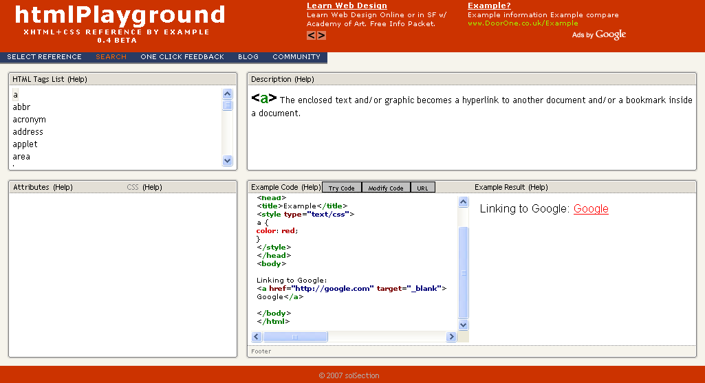 htmlPlayground screenshot